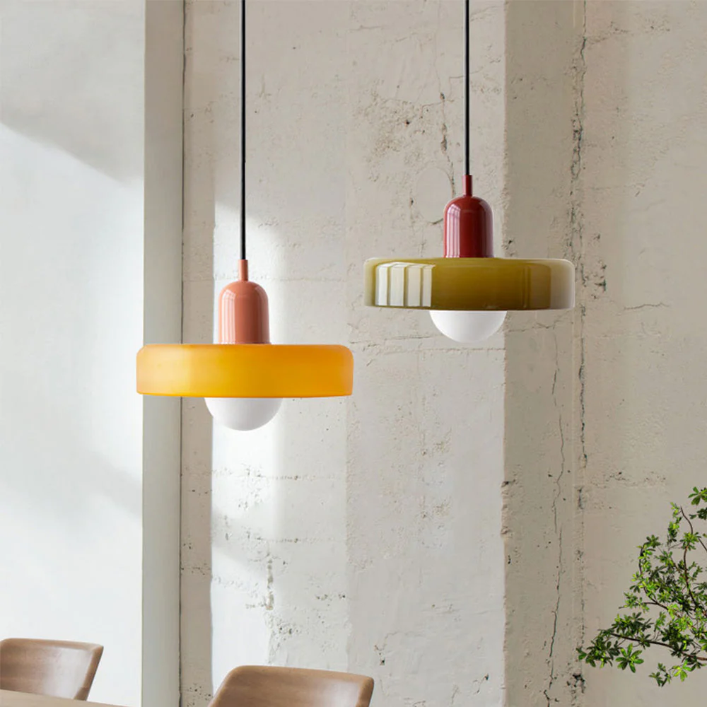 Bauhaus Hanglamp in Gekleurd Glas