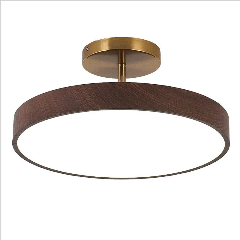 Japanse Houten Ronde LED Semi-Flush Mount Plafondlamp