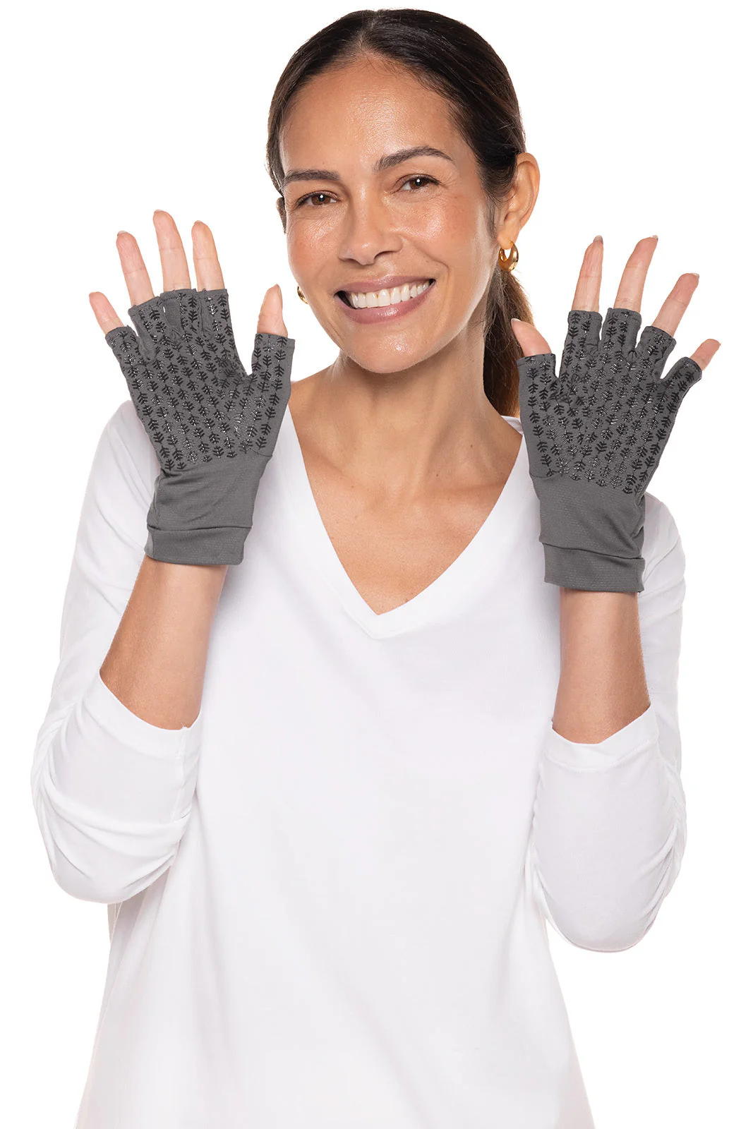 Coolibar – UV-werende vingerloze handschoenen voor volwassenen – Ouray – Houtskoolgrijs