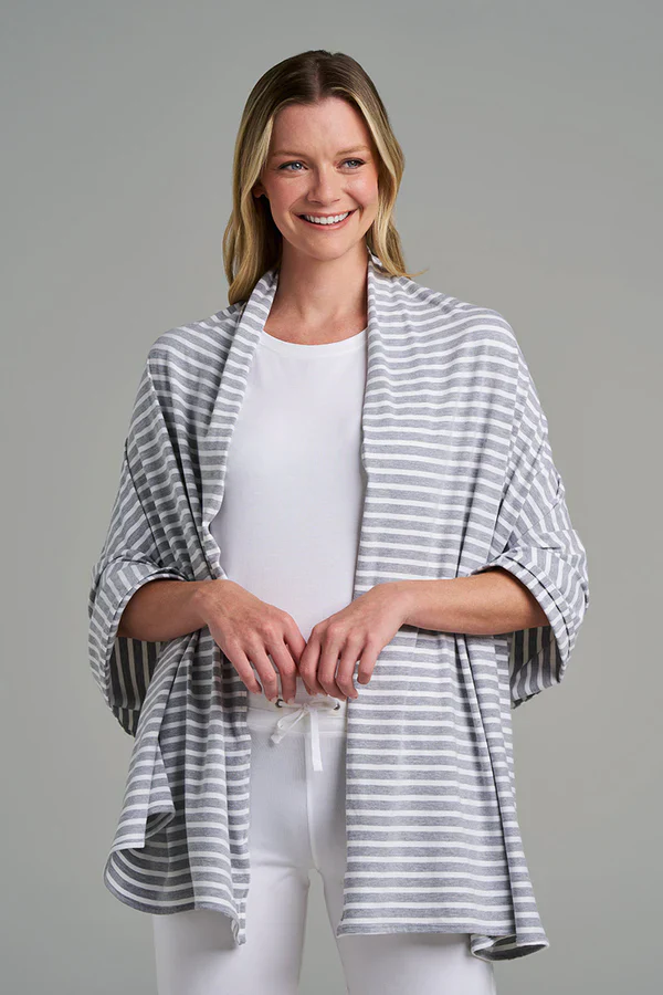 Coolibar – UV-Shawl – Sanibel – Grijs met witte streep