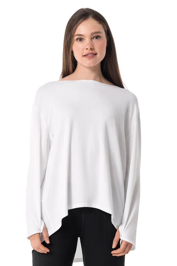 Coolibar – West Palm Drape Tee UV Shirt voor dames – Longsleeve – White Coolibar – West Palm Drape Tee UV Shirt voor dames – Longsleeve – White