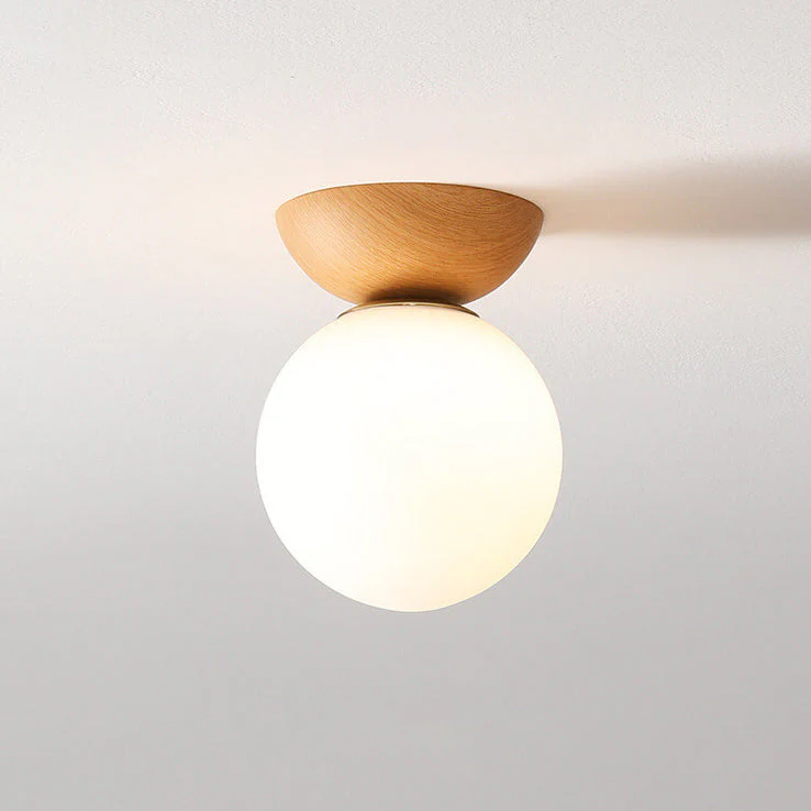 Frendorf | Glasbol Plafondlamp | Houtnerf Design
