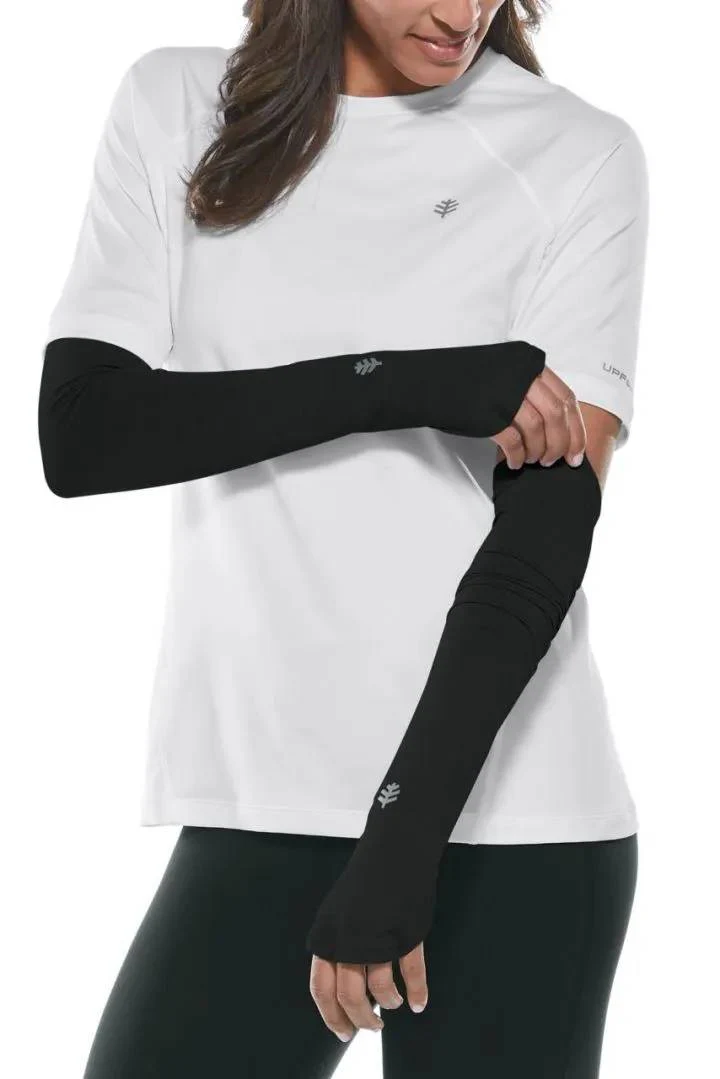 Coolibar – UV-werende Sport mouwen voor dames – Backspin Performance – Zwart