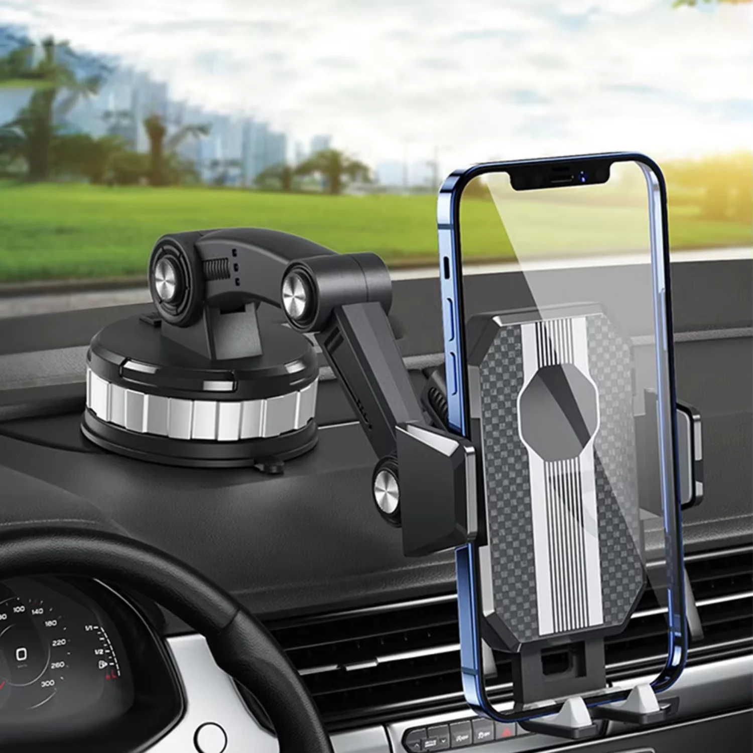 Handyhouder Auto GripTech | Sterke Zuignap Hechting | 360° Rotatie | Eenvoudige bediening met één hand