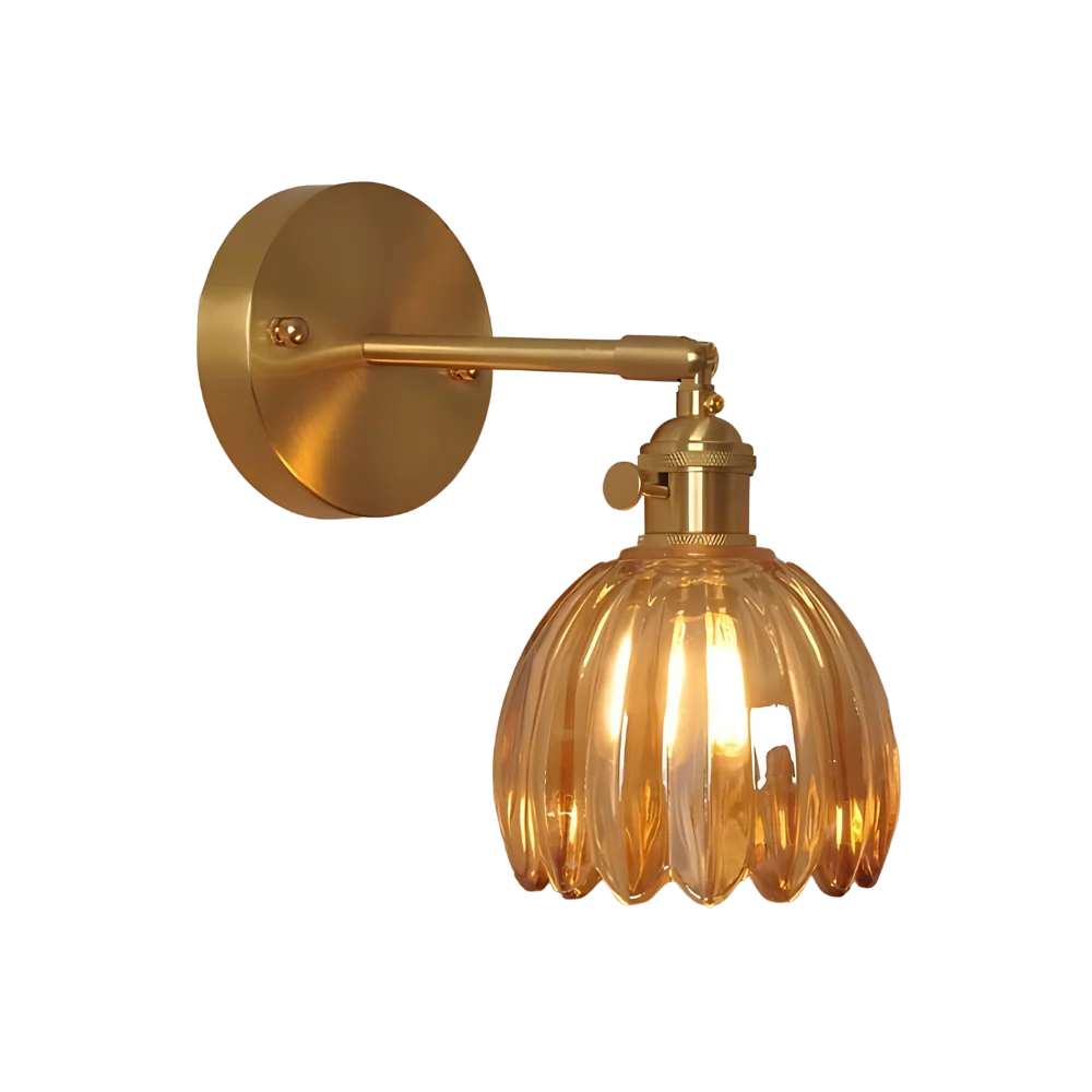 Vintage Messing Tulpen Glas Wandlamp 1-Licht