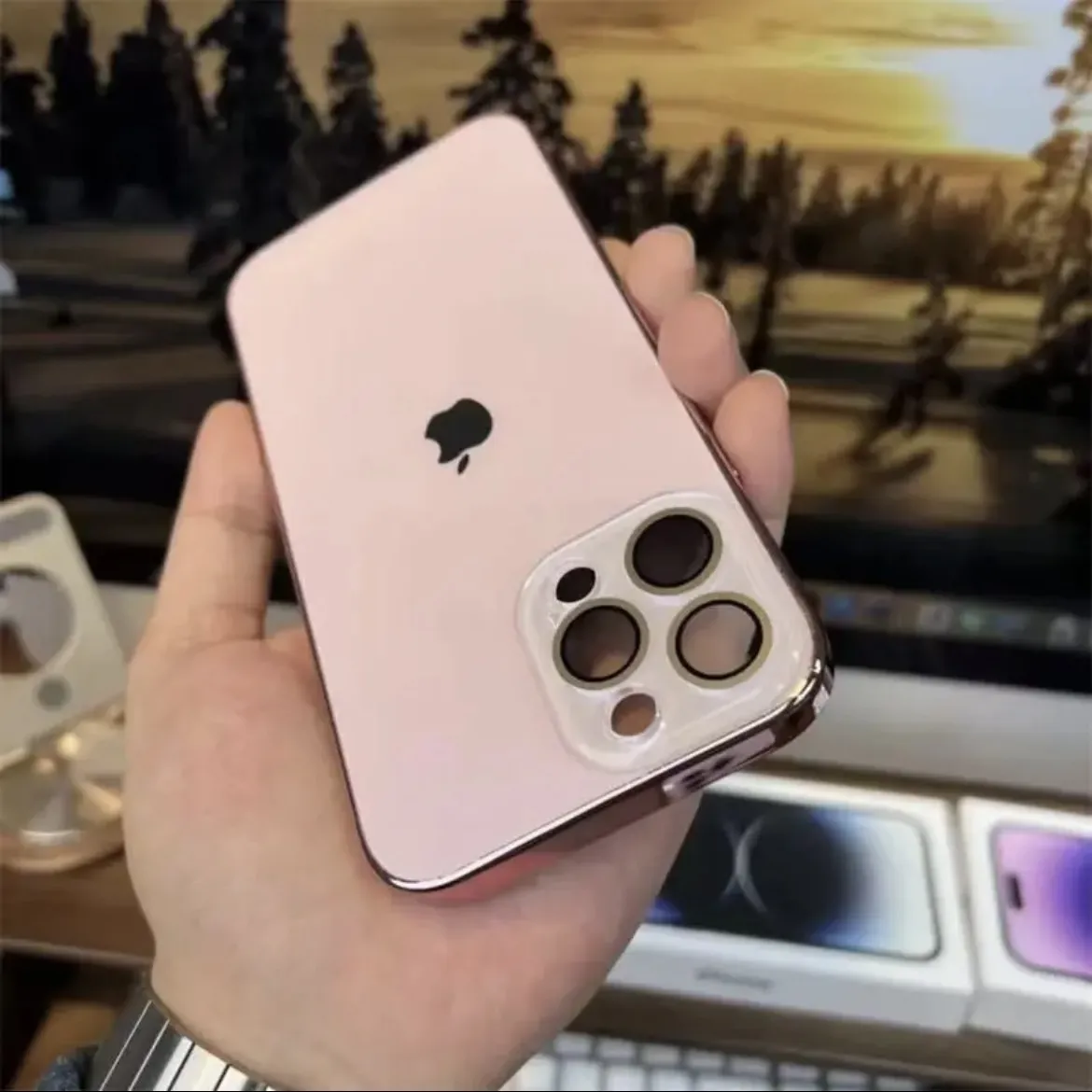 Elico Gelakt Mat Acryl Gehärtigd Glas iPhone Beschermhoes