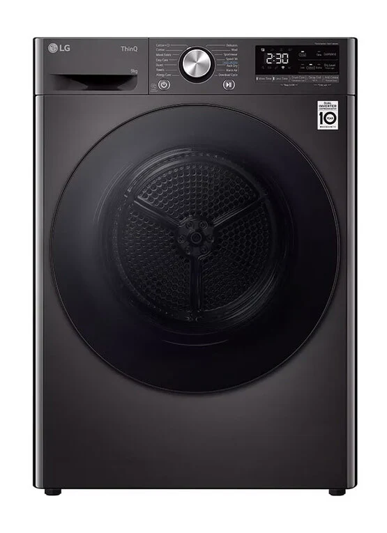 LG RH90V9ZVEN wasdroger Vrijstaand Voorlader 9 kg Zwart