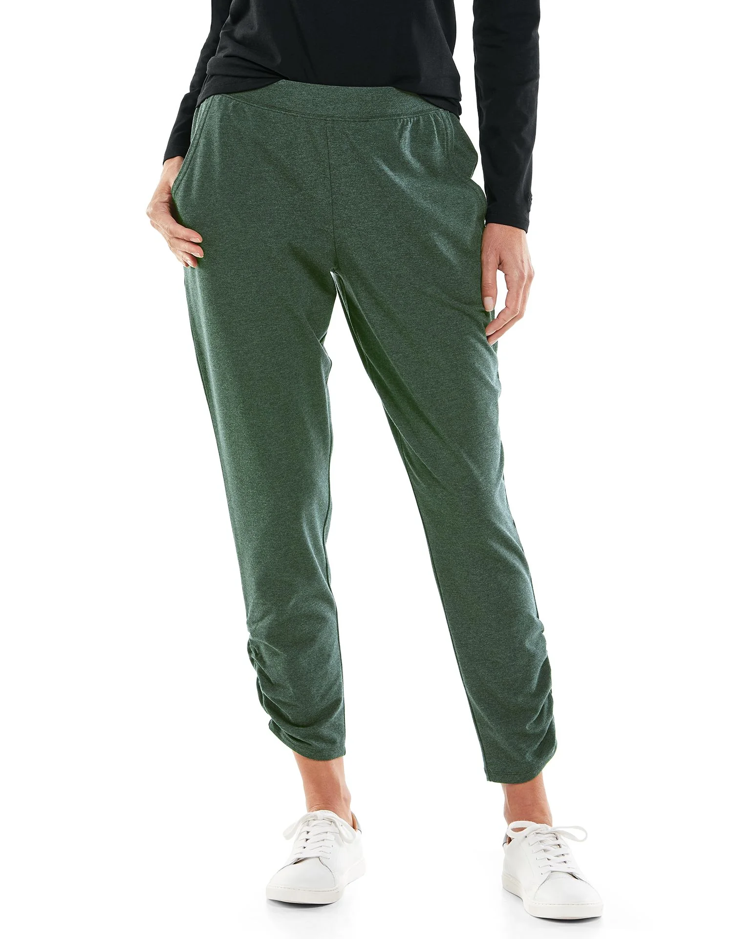 Coolibar – Casual UV-broek voor dames – Café Ruche – Olijfgroen