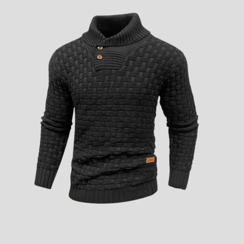 KnitForm Herenpullover – Gebreide pullover met halve kraag en knoopsluiting in klassieke pasvorm