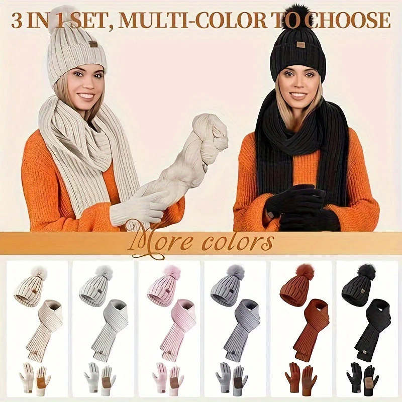 WinterWarm 3-in-1 Set – Muts, Sjaal en Touchscreen-Handsch gloves - Afbeelding 2