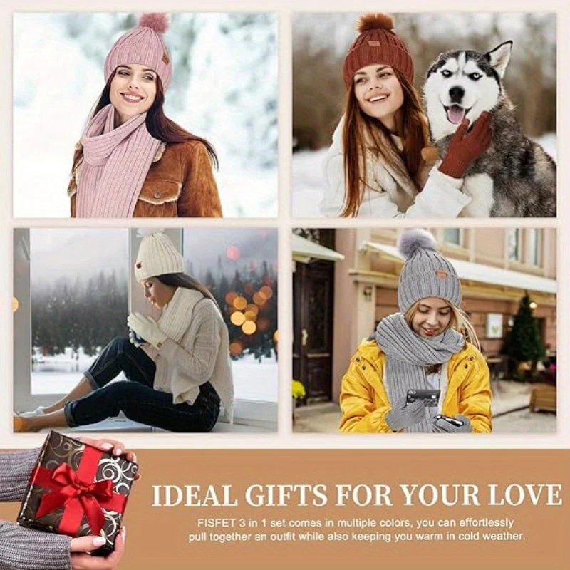 WinterWarm 3-in-1 Set – Muts, Sjaal en Touchscreen-Handsch gloves - Afbeelding 3