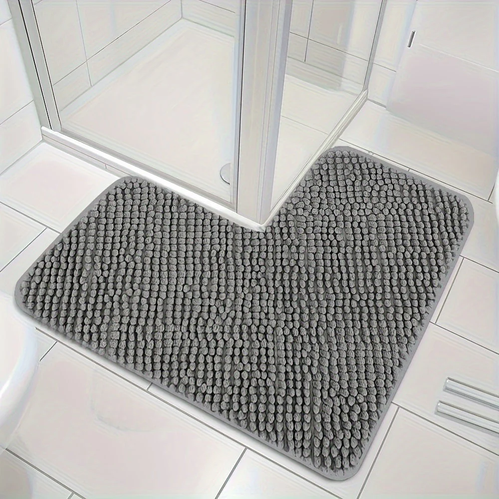 HoekZacht L-vormige Douchematt – Pluche Antislip Badmat met Hoge Absorptievermogen
