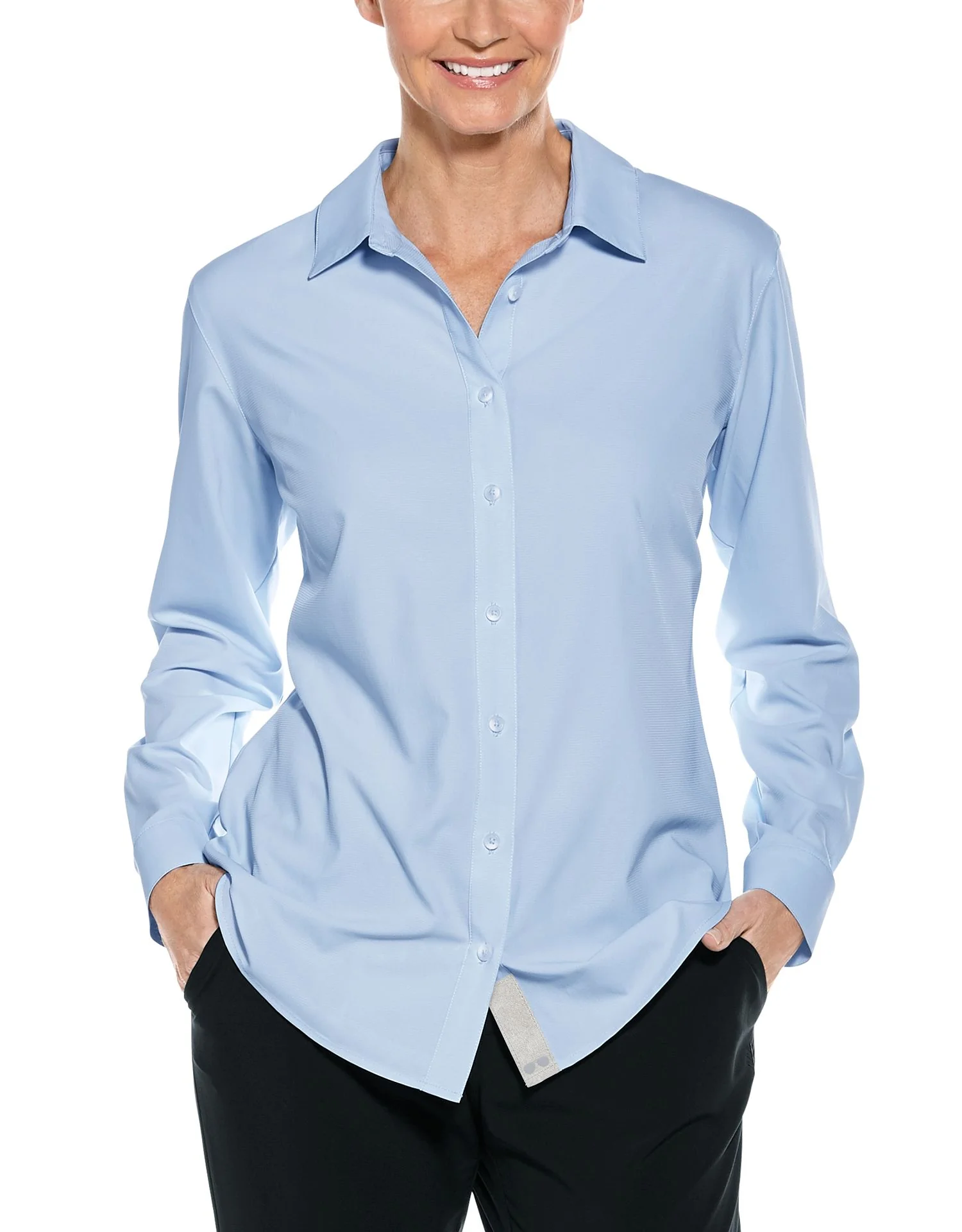 Coolibar – UV-werende Blouse voor dames – Hepburn – Lichtblauw Coolibar – UV-werende Blouse voor dames – Hepburn – Lichtblauw