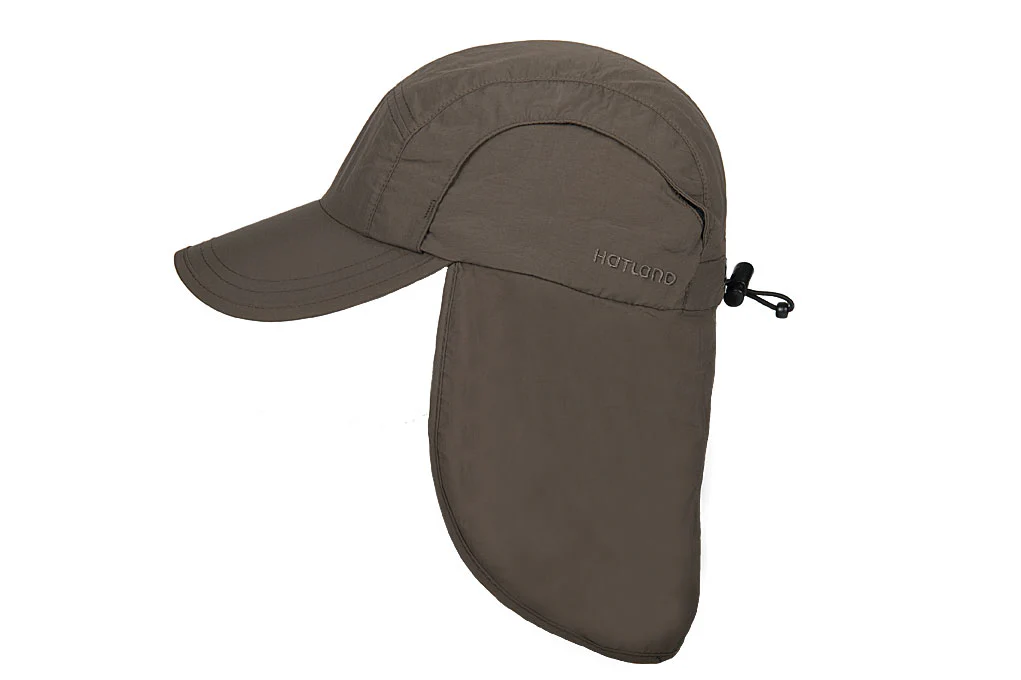 Hatland – Verkoelende UV pet met nekbescherming voor heren – Malcolm – Olijf