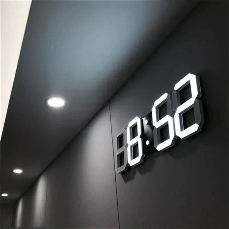 Digitale 3D LED Wandklok – Modern design met dimfunctie en optimale zichtbaarheid