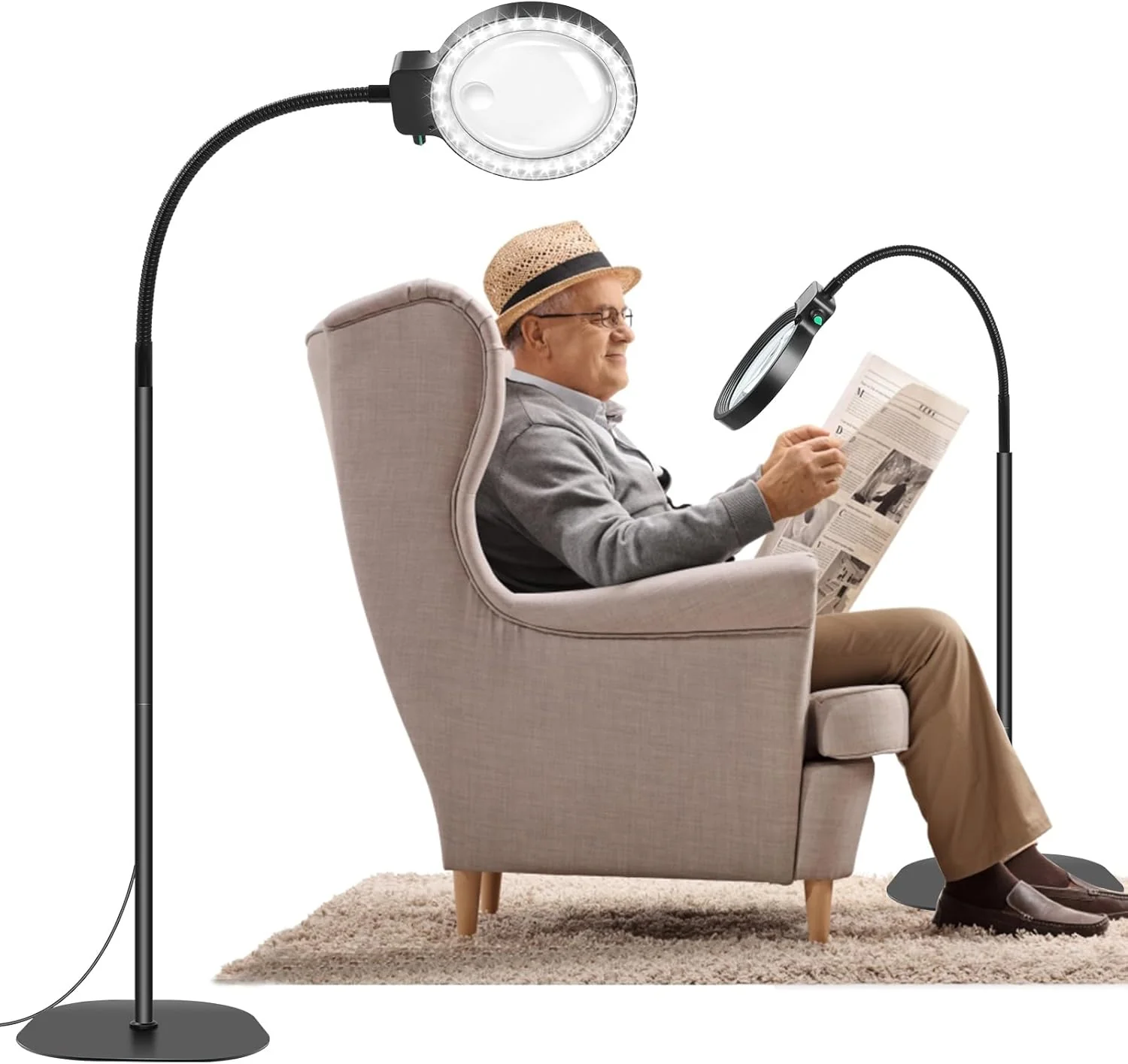 Volledige vergrootglas met LED-licht – Handsfree leeshelper voor boeken, handwerk en hobby’s