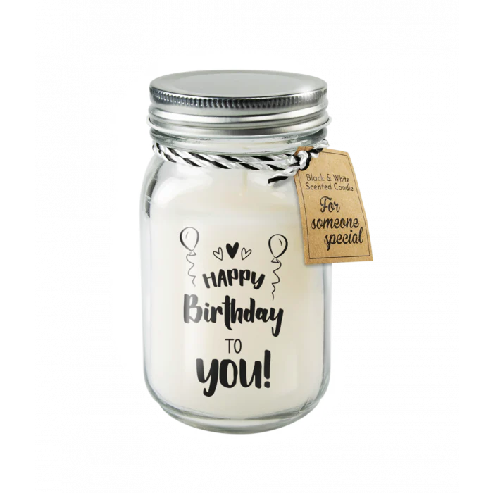 Black & White scented candles – Happy birthday