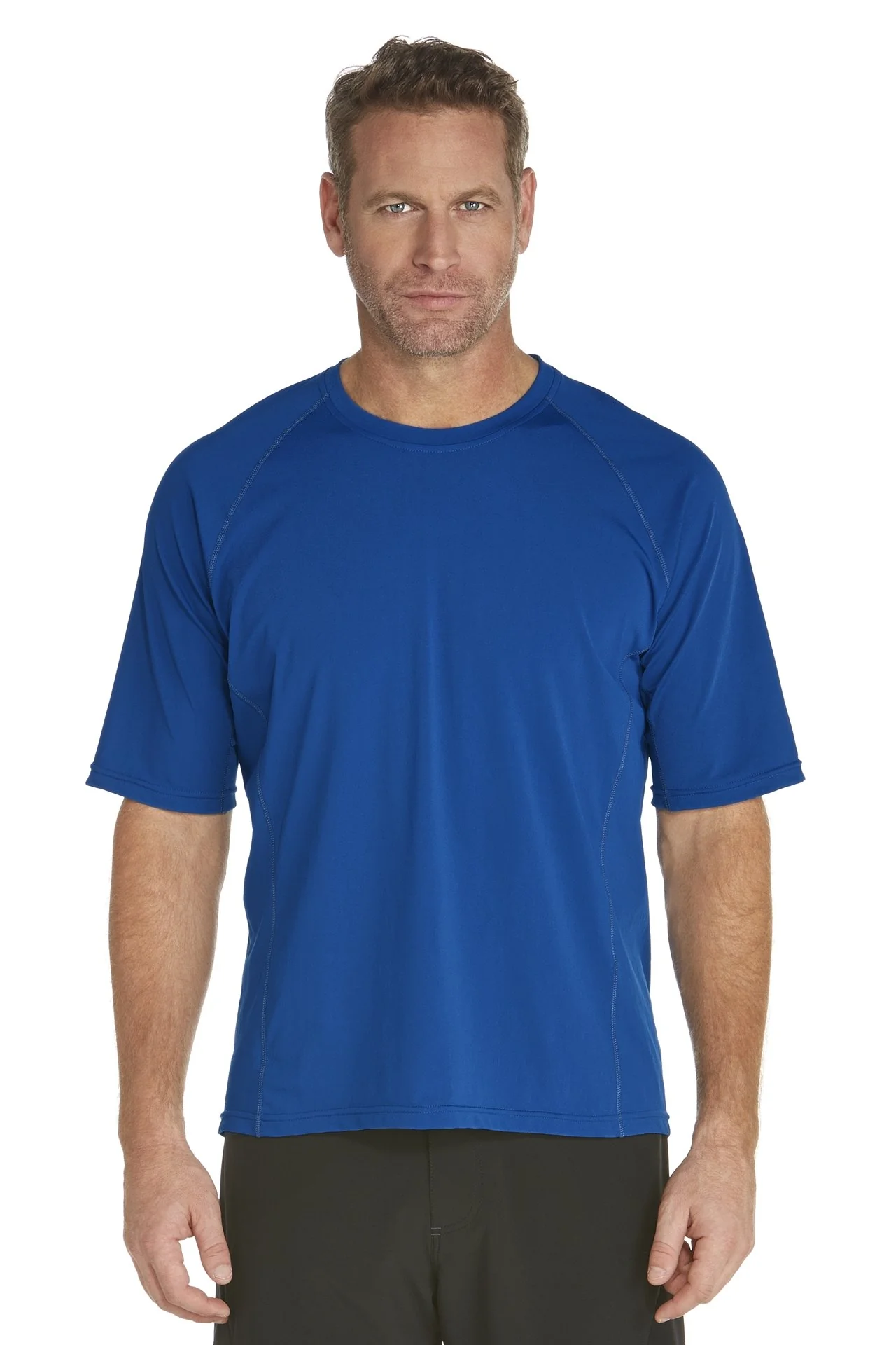 Coolibar – UV-beschermend zwemshirt korte mouwen heren – blauw