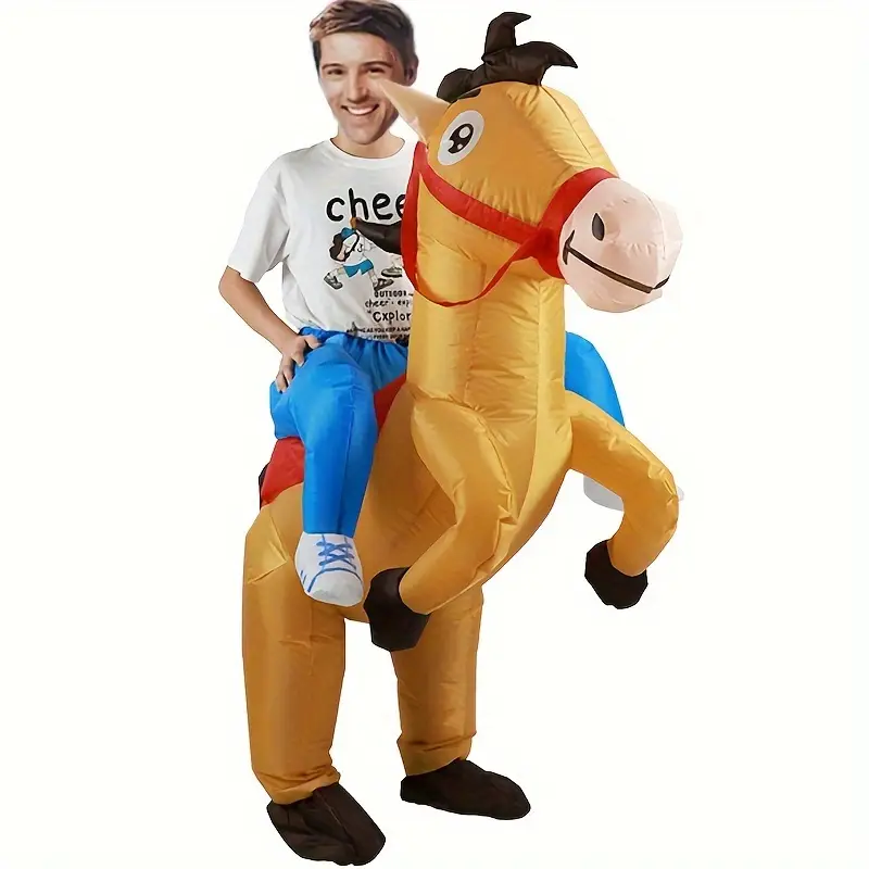 CowboyPony – Opblaasbaar Paardenkostuum voor Volwassenen, Jazz Cowboy Stijl, Dieren Thema, Perfect voor Carnaval en Feesten