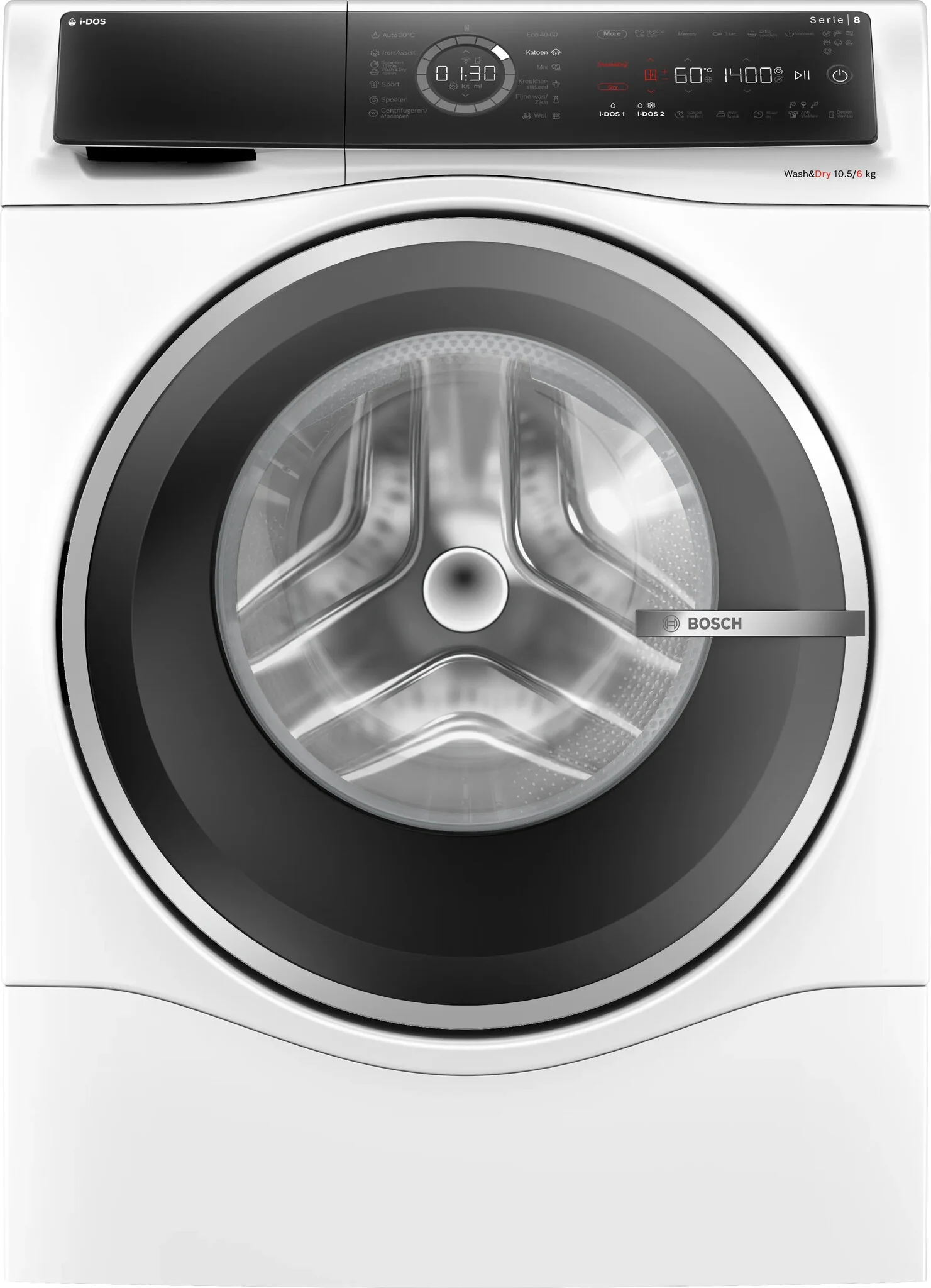 Bosch Serie 8 WNC254A0NL Was-droogcombinatie Vrijstaand Voorlader Zwart, Wit
