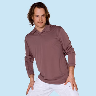 Hyphen Men polo bruin lange mouw