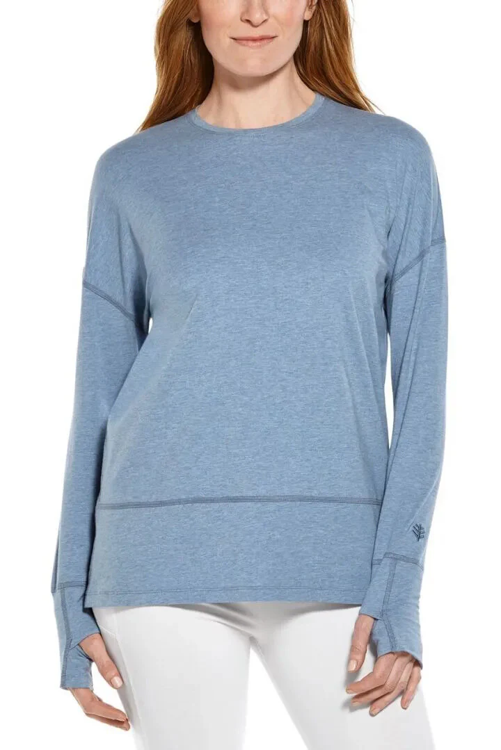 Coolibar – UV Relaxed Shirt voor dames – Lange mouw – LumaLeo – Heather – Lichtblauw