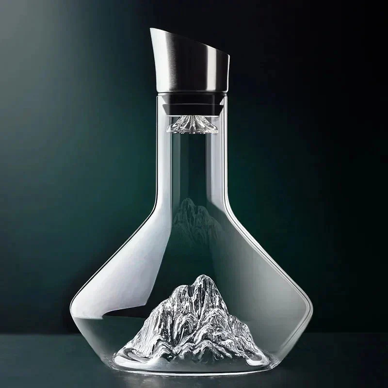 Blei-vrije kristallen karaf met Iceberg-basis – 1500 ml decanteerkaraf voor rode wijn - Afbeelding 2