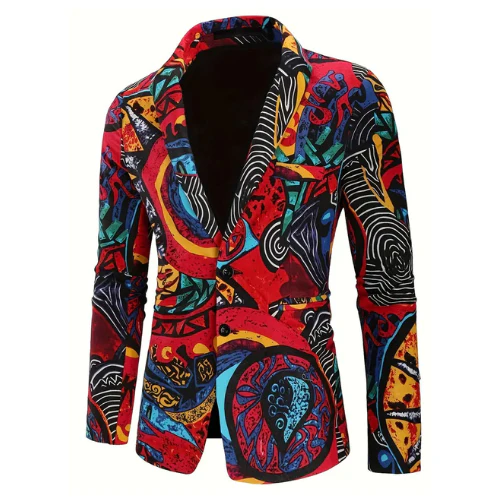 Carnaval Kleurrijk Herenpak – Slim Fit Tweedelig Kostuum met Broek voor Feesten en Carnaval