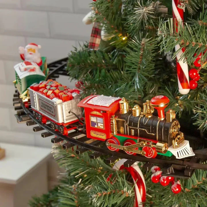 KerstExpress Boomtrein – Rijdende Kersttrein met Licht, Geluid en Boomhouder