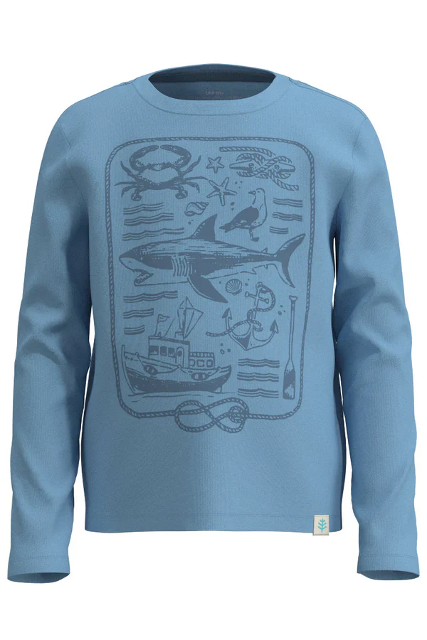 Coolibar – UV-shirt voor kinderen – Lange mouw – Coco Plum – Every day – Arctic Blue Sea tales