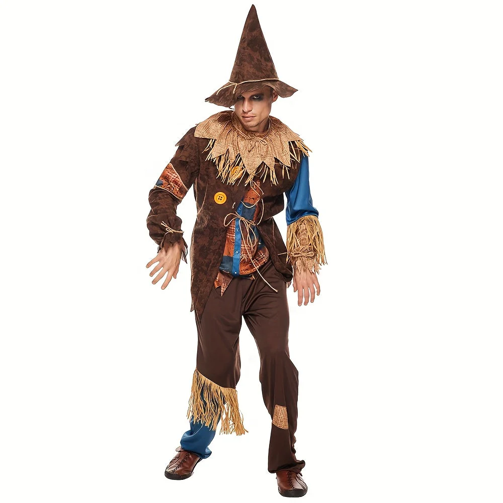 Halloween Kostuum Vogelverschrikker Strohoed Polyester Outfit - Afbeelding 2