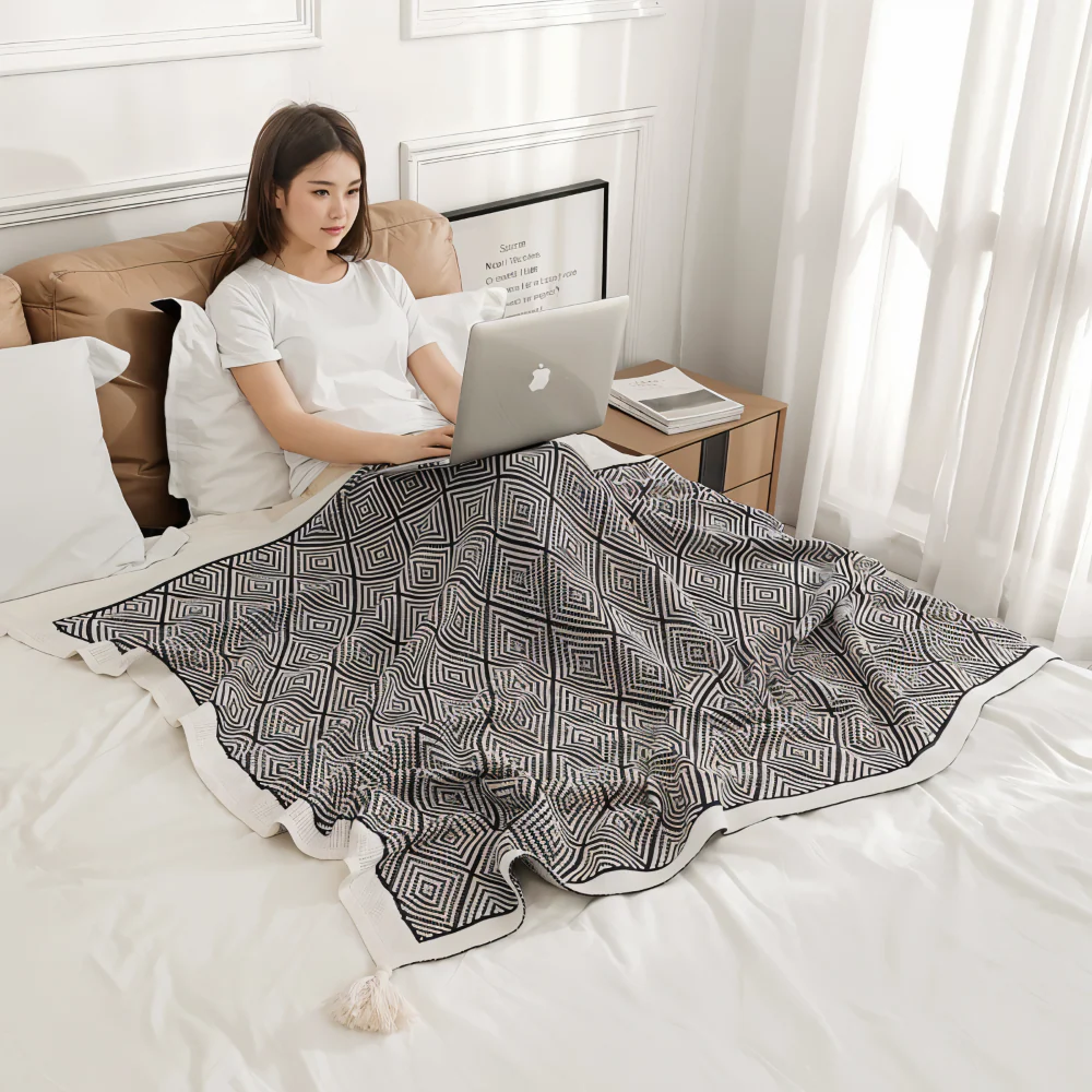GeoComfort Fleece-Dekens – Zacht, licht polyester met moderne print