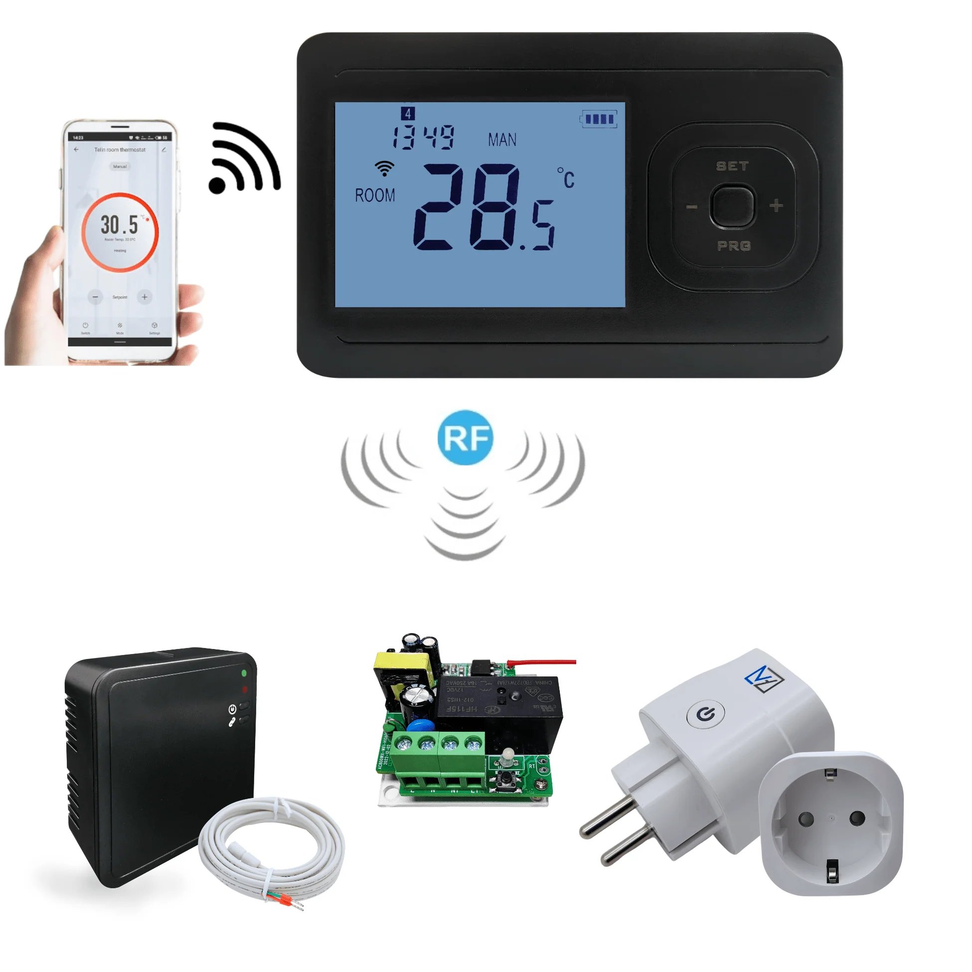 “Echo wifi” Draadloze wifi thermostaat Zwart – programmeerbaar