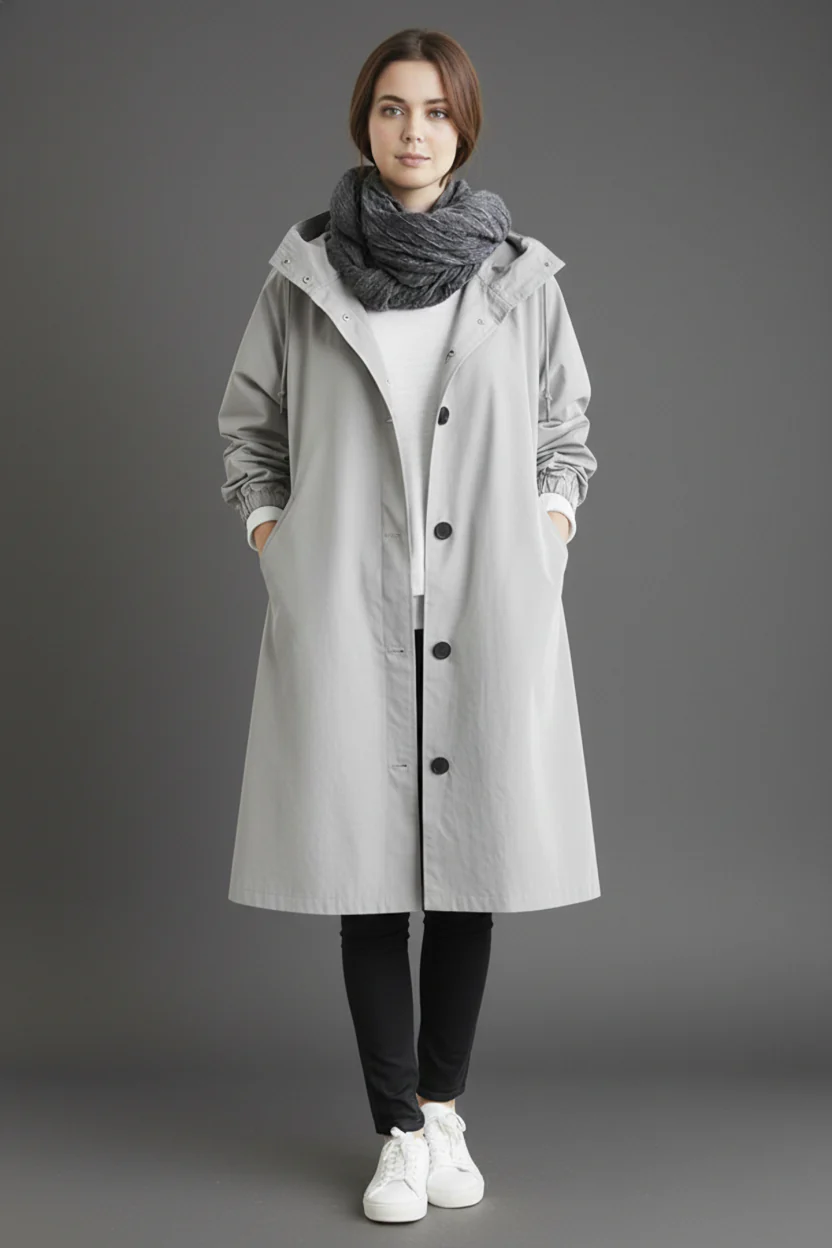 Wind- en waterdichte trenchcoat voor vrouwen – Met capuchon voor herfst en winter
