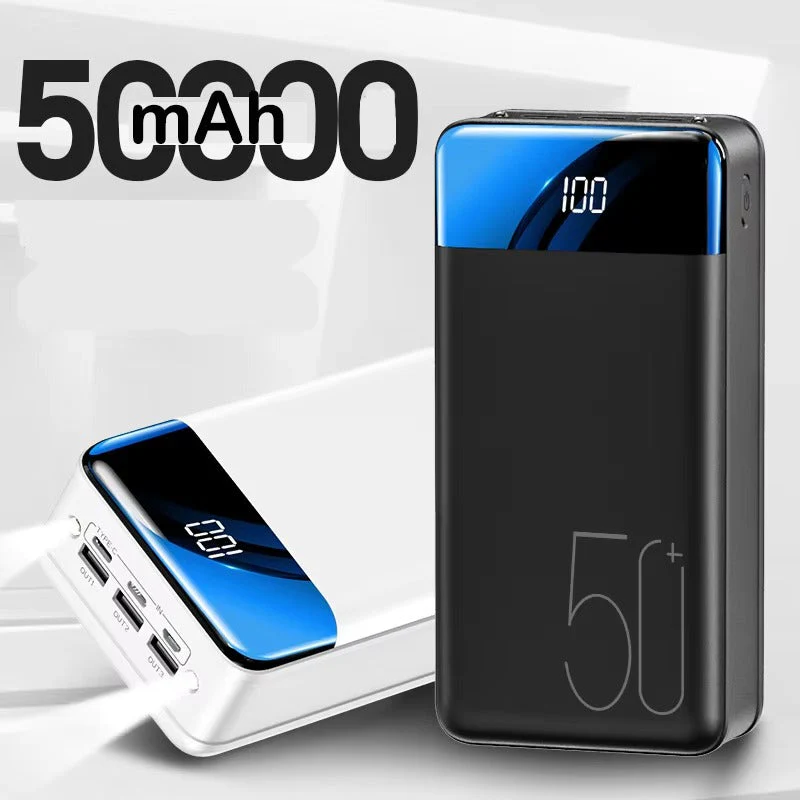 50.000mAh Ultra-Hoge Capaciteit Power Bank – Super Snelle Oplading voor Telefoons, Tablets & Laptops