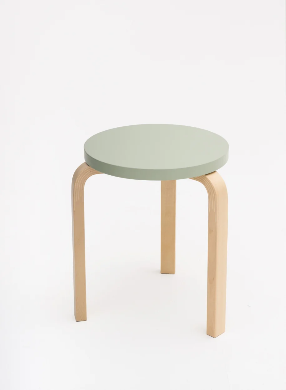 Stool 60, Legs Birch, Seat Green – Artek Stool 60, Legs Birch, Seat Green – Artek
