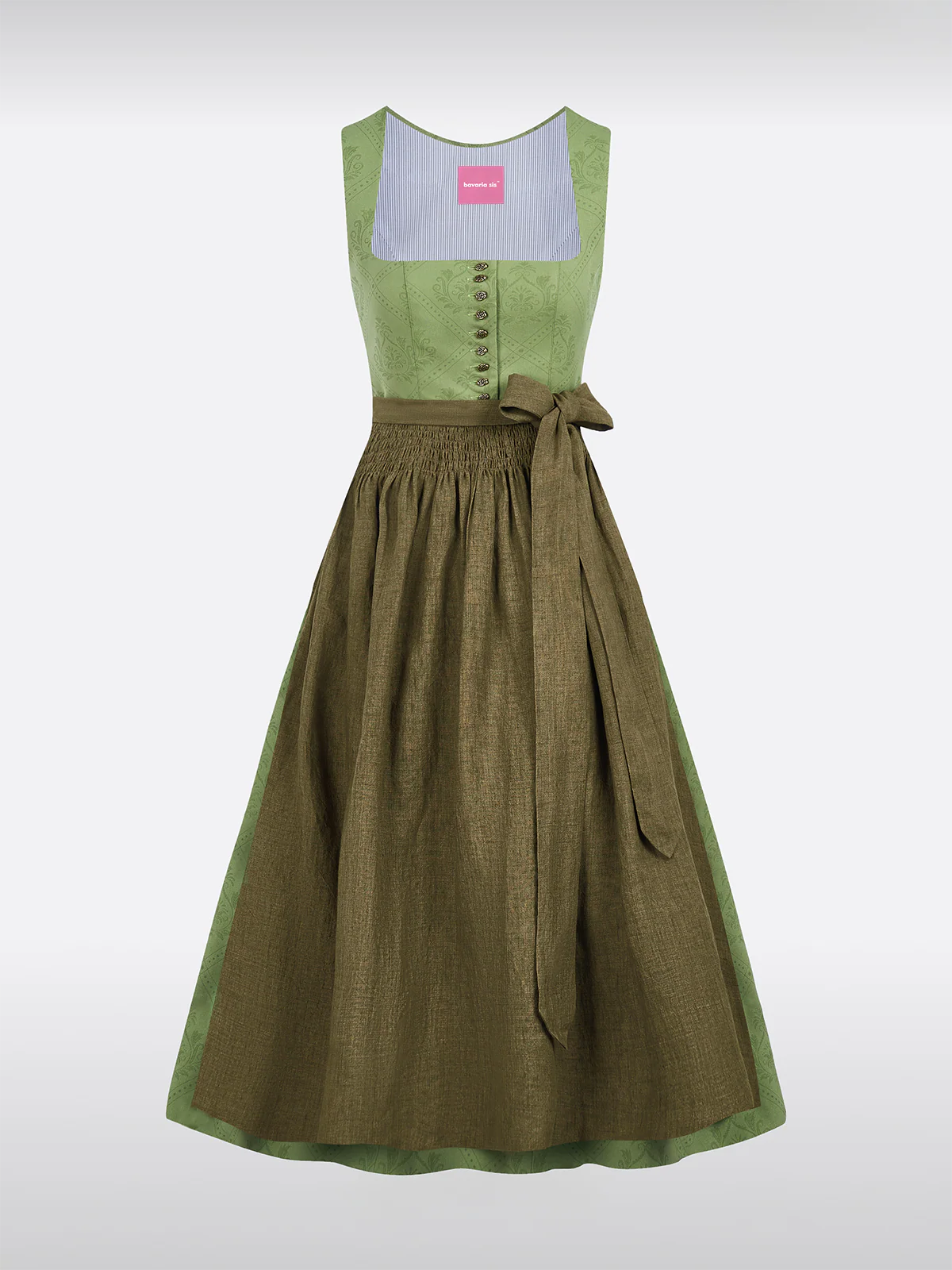 Groen Rechte Uitsnede Allover Patroon Dirndl