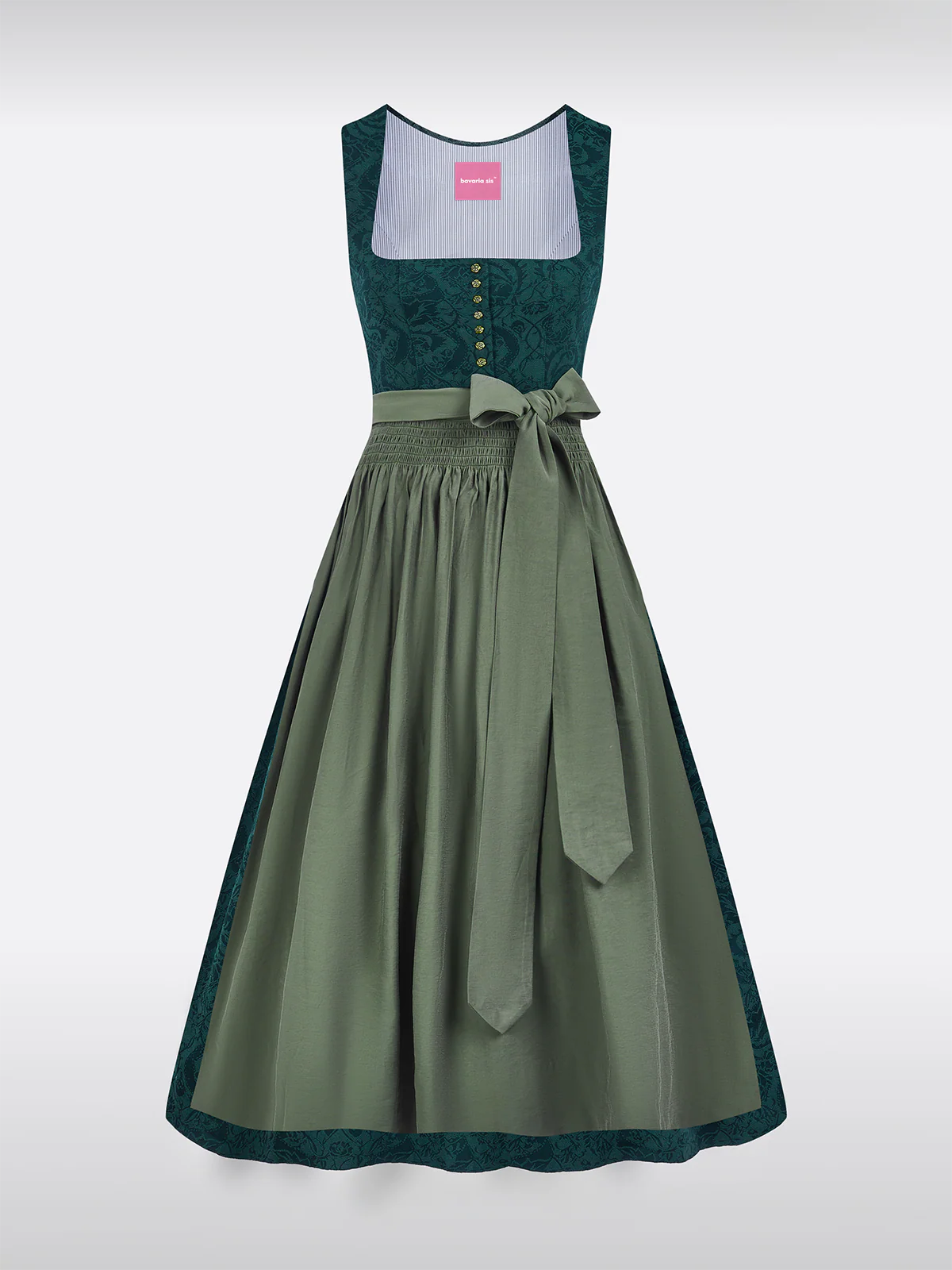 Groene Rechte Halslijn Met Bloemenpatroon Dirndl