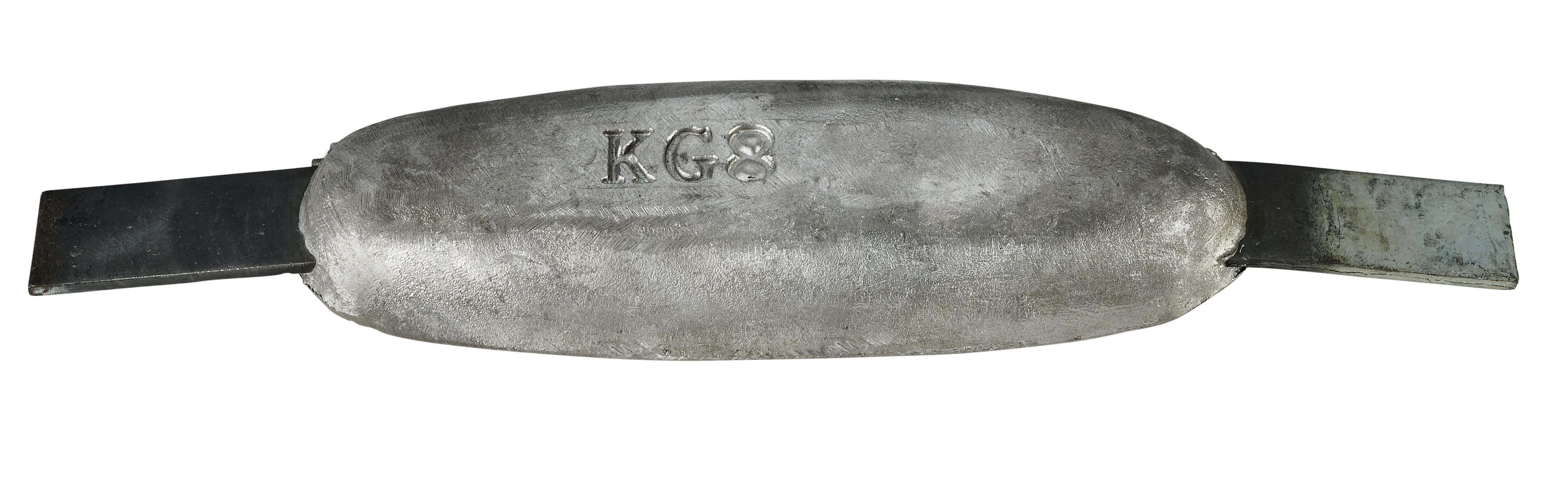 Magnesiumanode TYPE 8 AL – 220*73*26, (340mm), ca. 0,5kg. AZ63-1,5VDc