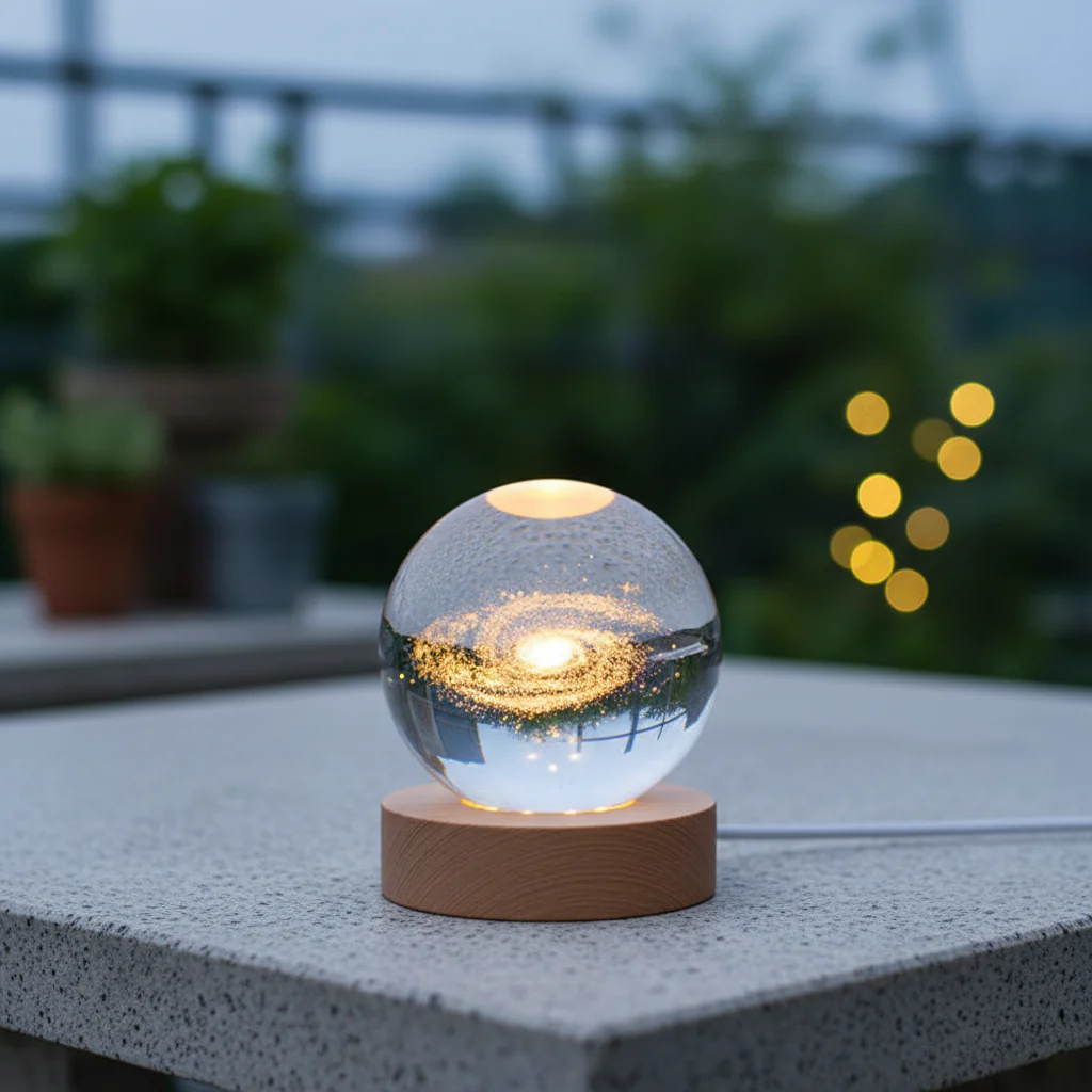 AstroGlobe 3D Lamp – Bolvormige Houten Tafel lamp met Warm-LED Licht en Planetenontwerp