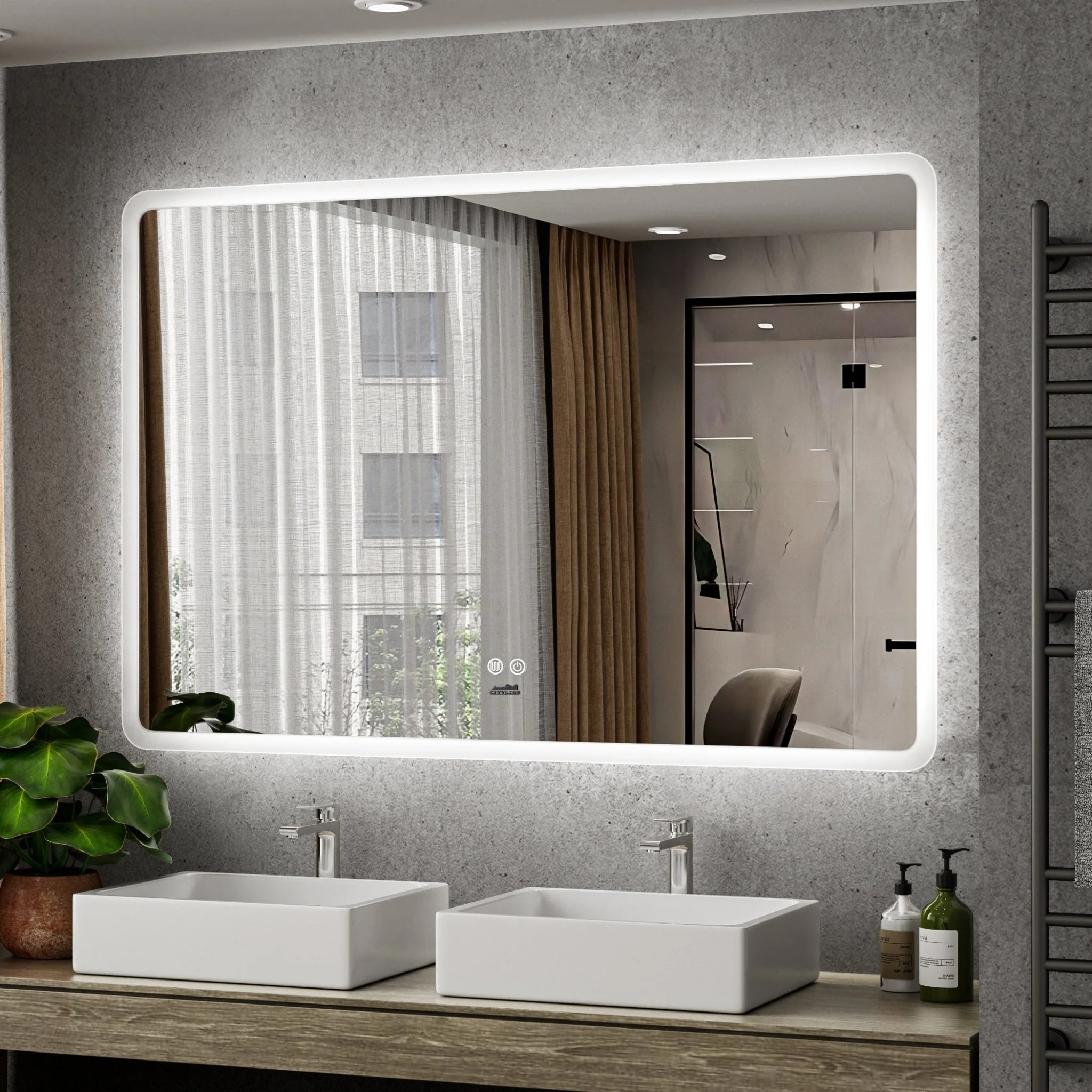 Moderne Badkamer Spiegel  “Alghero” – 80 x 120 cm – LED & Anti-condens