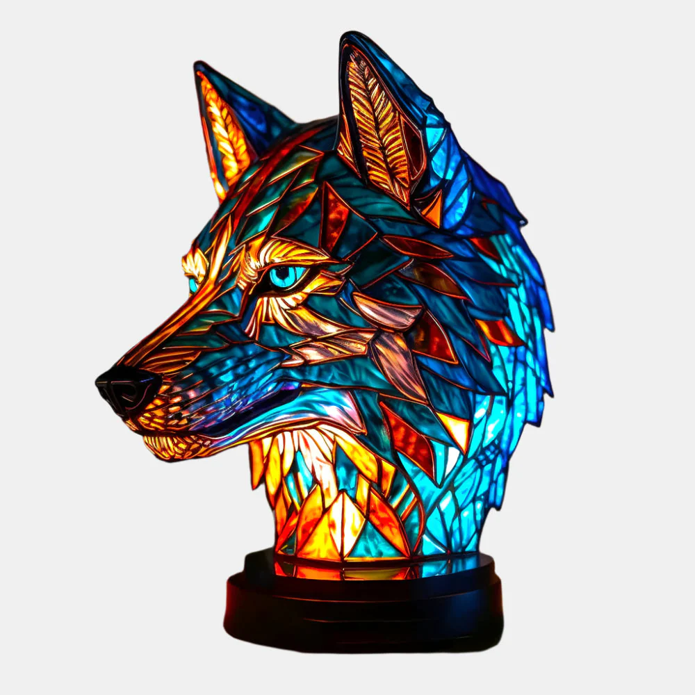 Kleurige glazen lamp met dierenmotieven voor een artistieke sfeer
