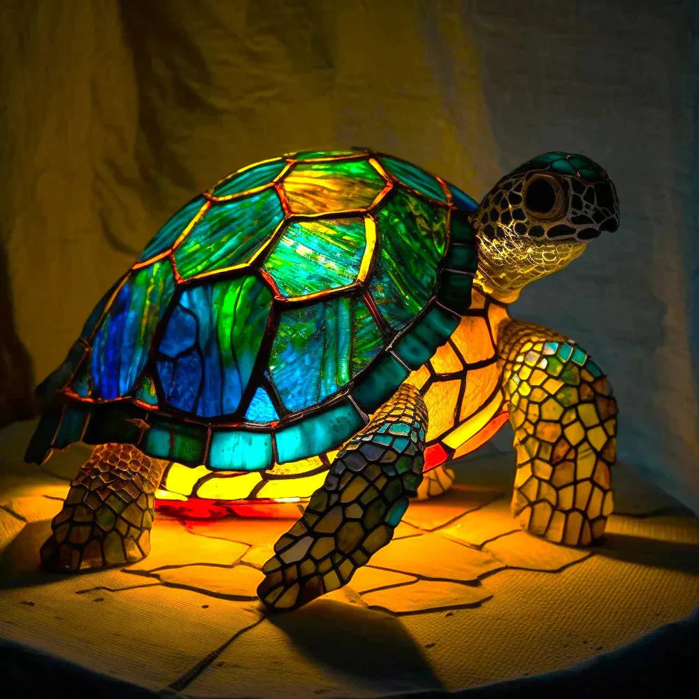 Kleurige glazen lamp met dierenmotieven voor een artistieke sfeer - Afbeelding 2