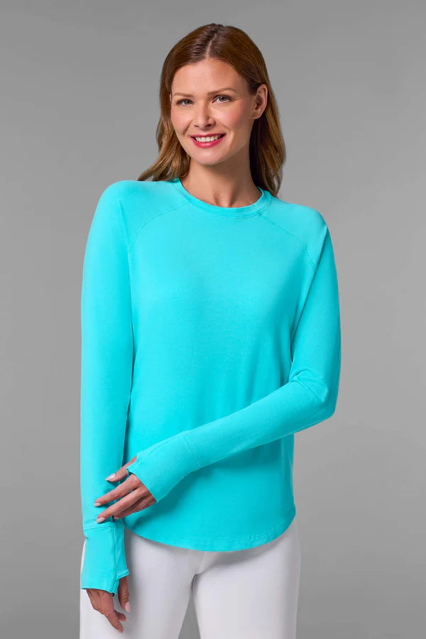 Coolibar – Lumaloe UV-shirt voor dames – Lange mouw – Blue Curacao