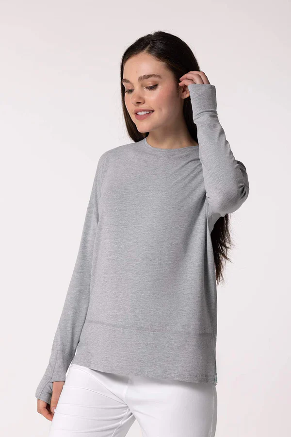Coolibar – Lumaleo UV Relaxed Shirt voor dames – Lange mouw – Gray – Heather
