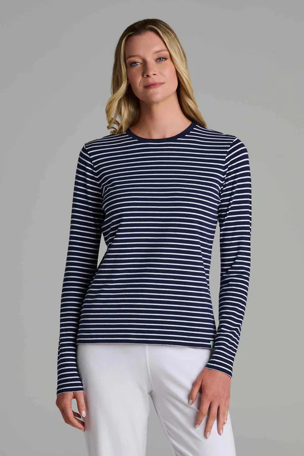 Coolibar – UV Shirt voor dames – Morada – Longsleeve  – Navy met witte streep