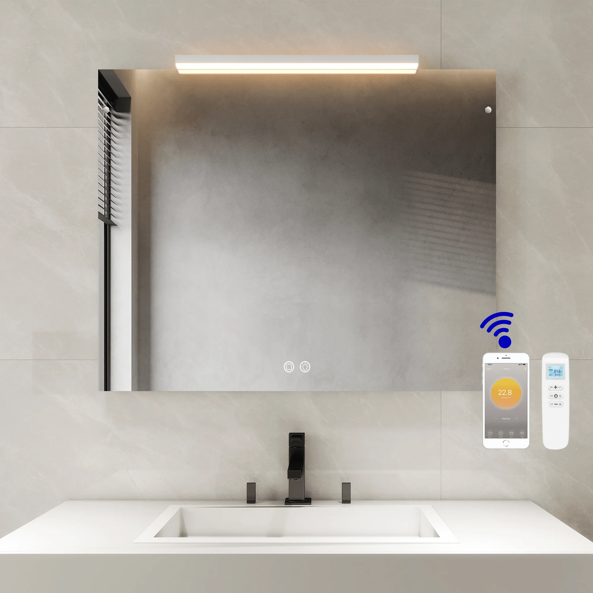 Infrarood Paneel Spiegel – Palermo LED – 80 x 100 cm – 750 Watt – Thermostaat & Wifi Infrarood Paneel Spiegel – Palermo LED – 80 x 100 cm – 750 Watt – Thermostaat & Wifi