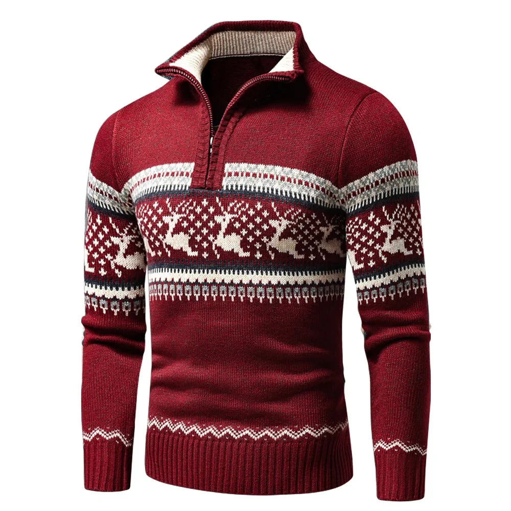 Gezellige wintertrui met rits en hoge kraag voor heren – Heren Comfortabel Warm Model Lars