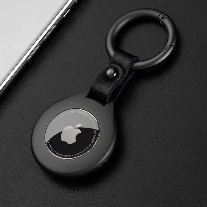 Hoogwaardige Leren Metaal Hanger Beschermhoes Voor Apple Airtags