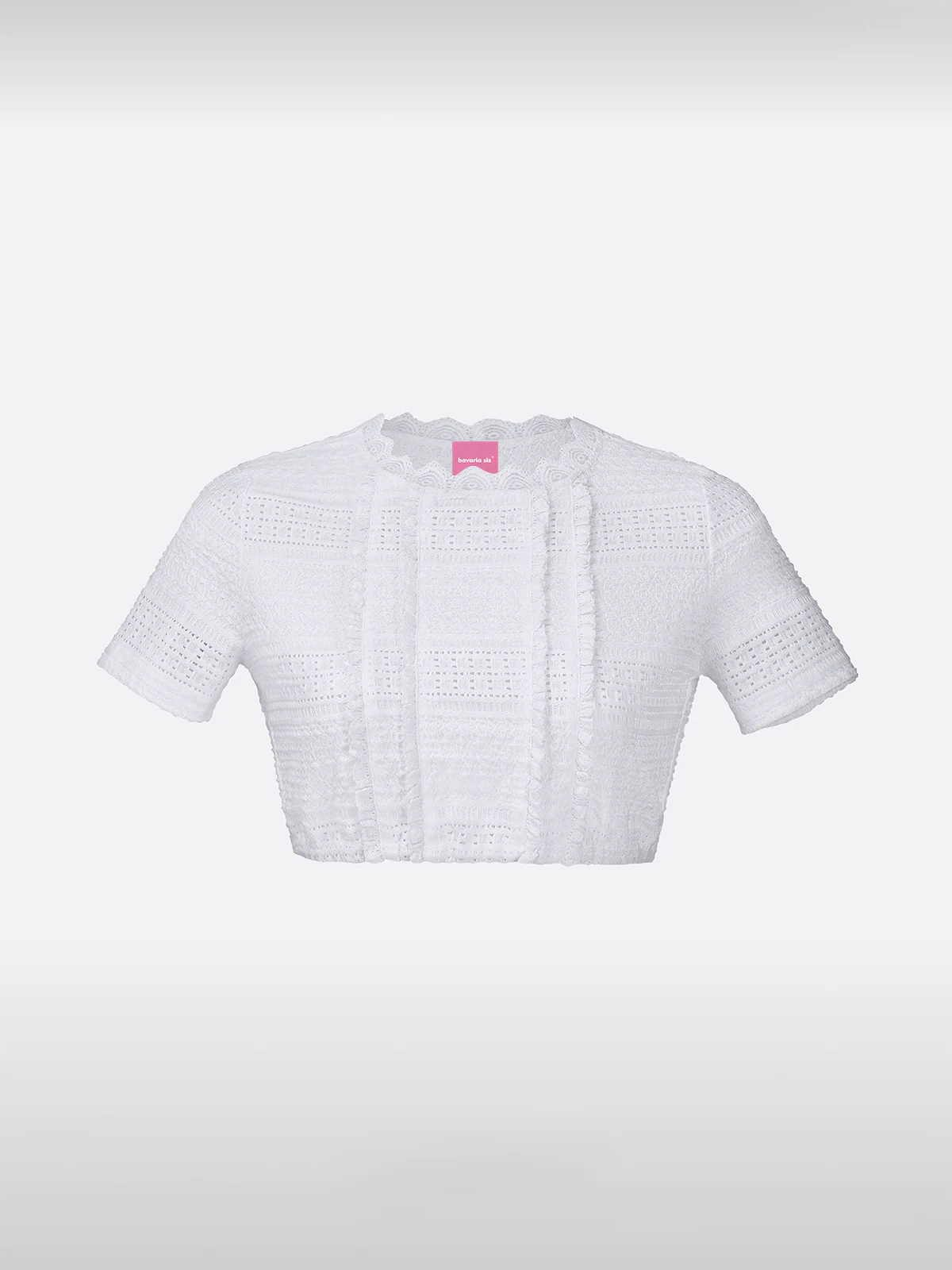 Dirndlblouse in Wit Dames Ronde Hals